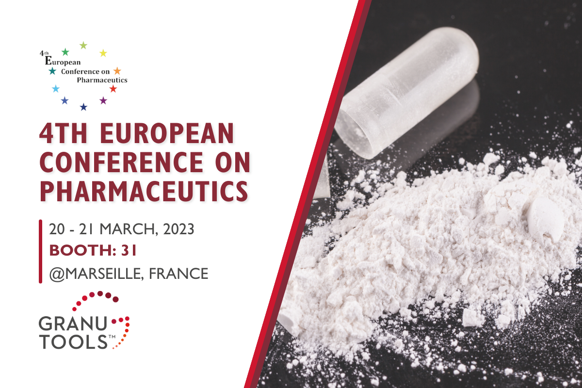 banner of Granutools to share that we will attend 4th European Conference on Pharmaceutics on March 20-21 in Marseille, France